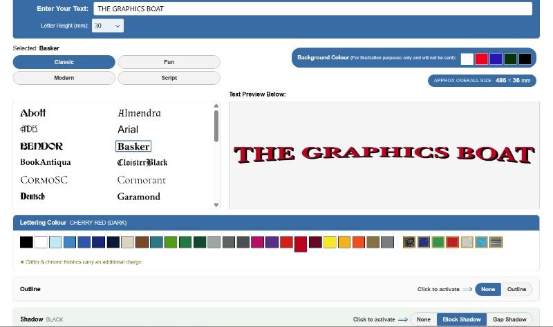 The Graphics Boat online lettering designer